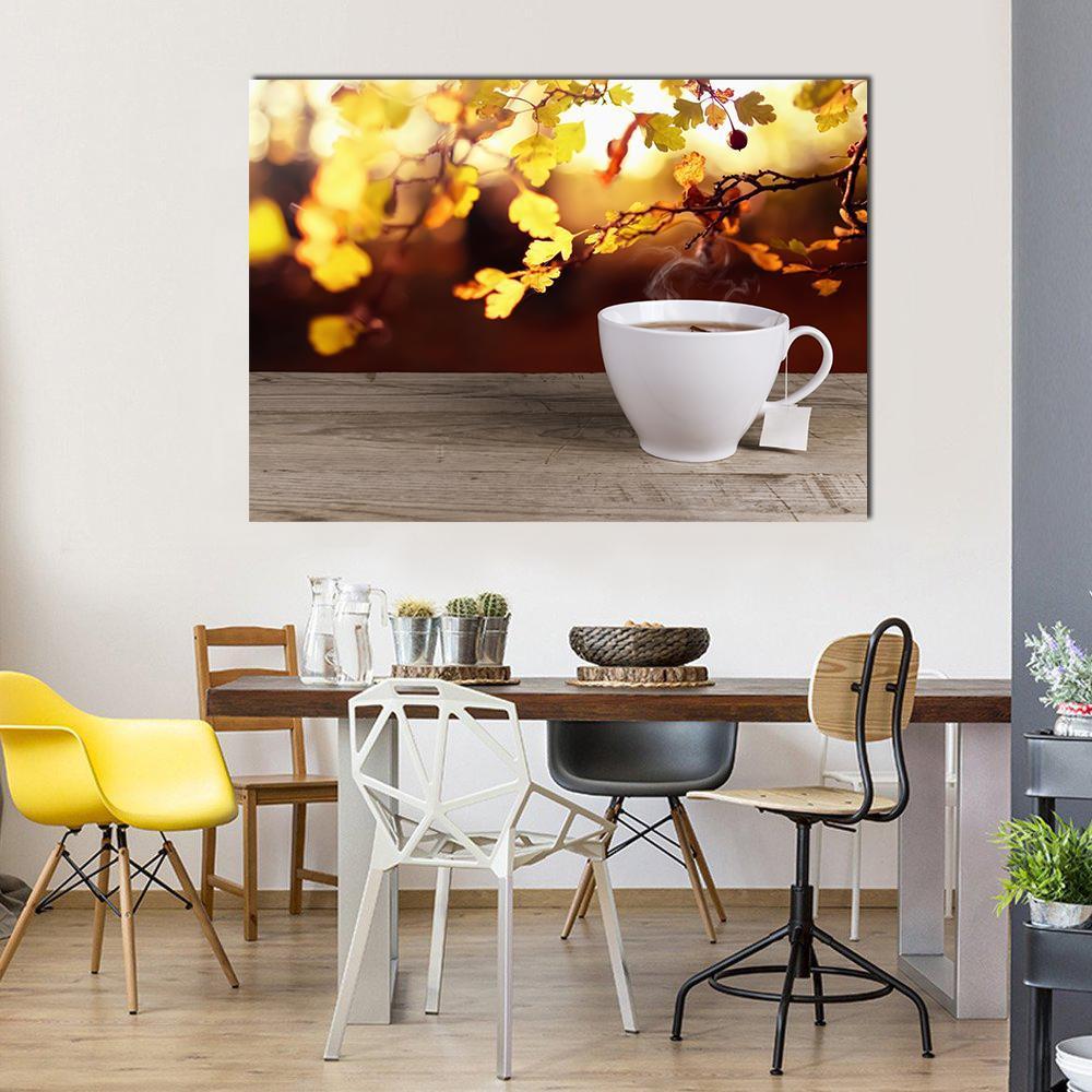 Cup Of Tea Canvas Wall Art-1 Piece-Gallery Wrap-48" x 32"-Tiaracle