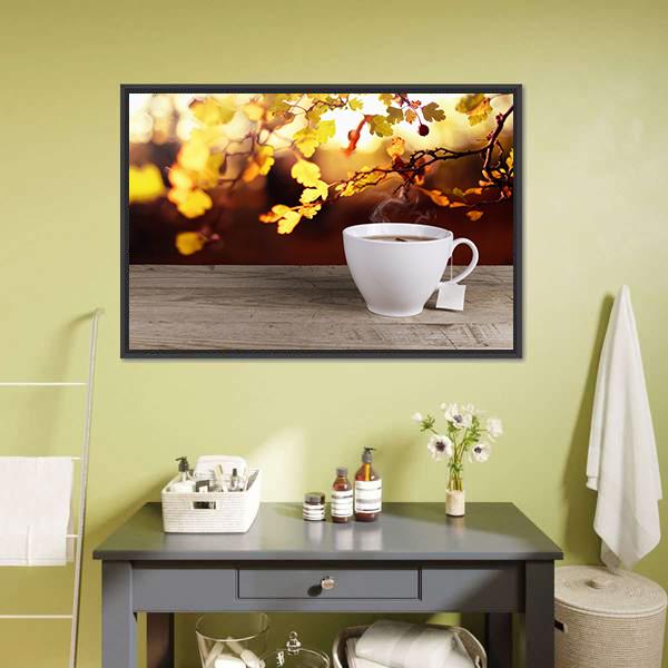 Cup Of Tea Canvas Wall Art-3 Horizontal-Gallery Wrap-25" x 16"-Tiaracle