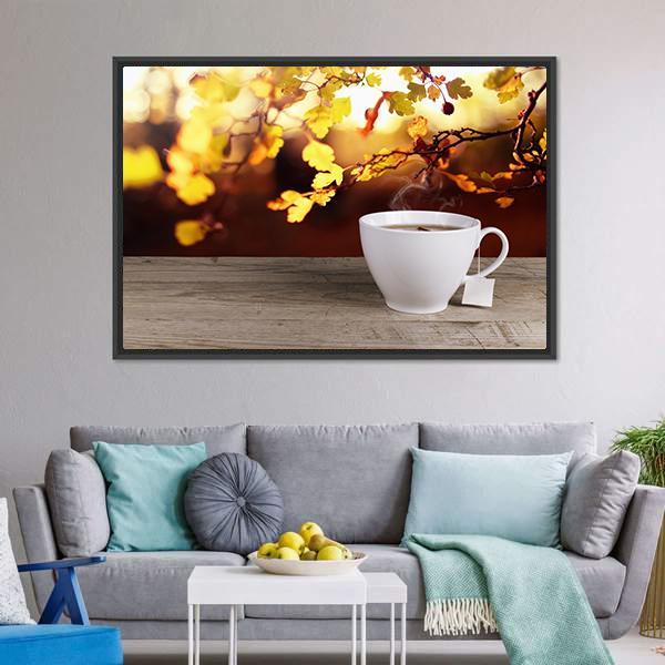 Cup Of Tea Canvas Wall Art-3 Horizontal-Gallery Wrap-25" x 16"-Tiaracle