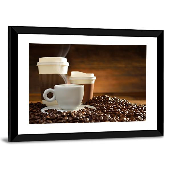 Cups Of Coffee Canvas Wall Art-3 Horizontal-Gallery Wrap-25" x 16"-Tiaracle