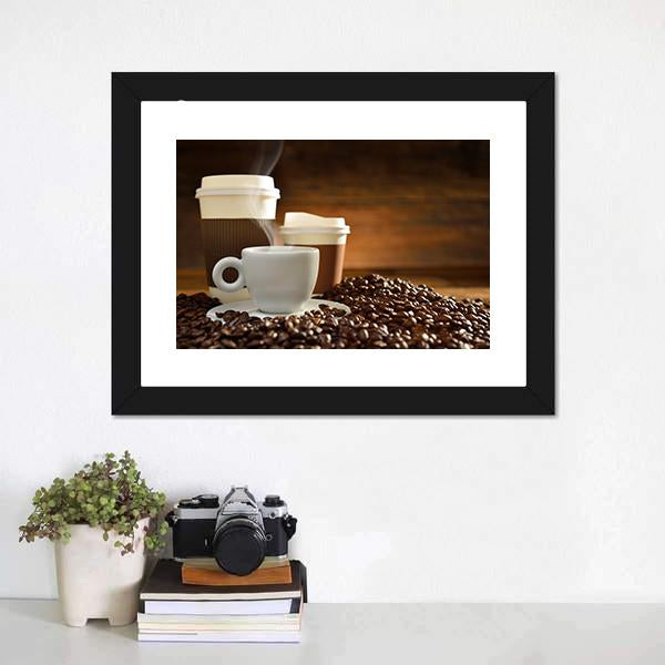 Cups Of Coffee Canvas Wall Art-3 Horizontal-Gallery Wrap-25" x 16"-Tiaracle