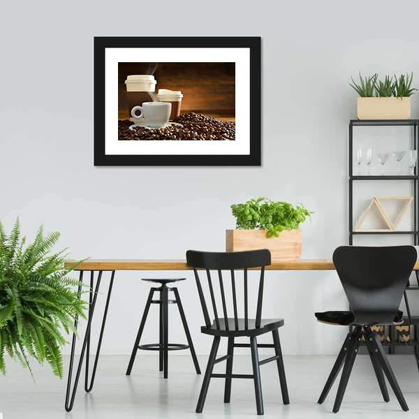 Cups Of Coffee Canvas Wall Art-3 Horizontal-Gallery Wrap-25" x 16"-Tiaracle