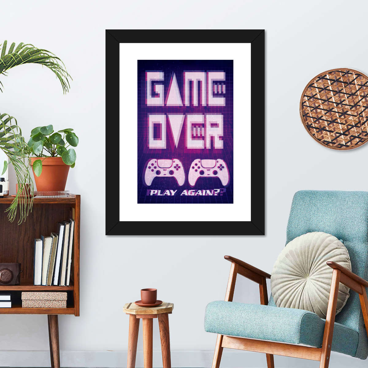 Game Over Play Again Sign Sign Wall Art
