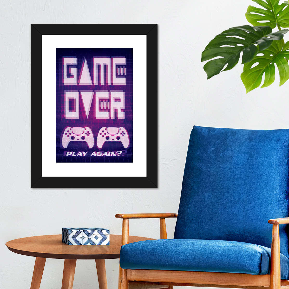 Game Over Play Again Sign Sign Wall Art