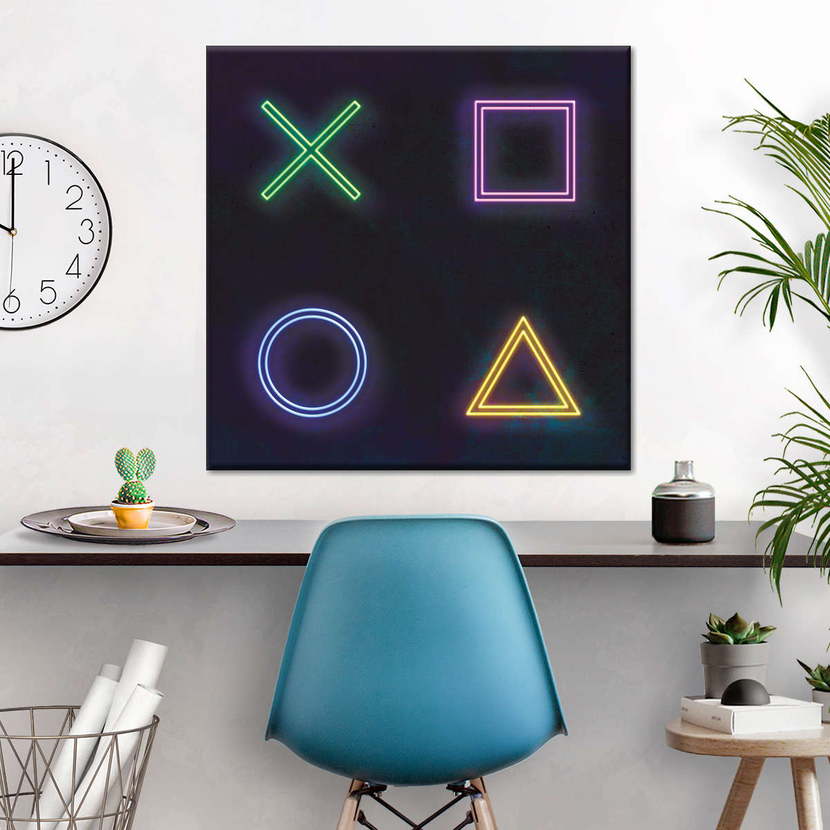 Neon PlayStation Icons Wandkunst