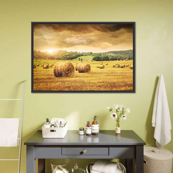 Cut Bales Of Hay Canvas Wall Art-1 Piece-Floating Frame-24" x 16"-Tiaracle