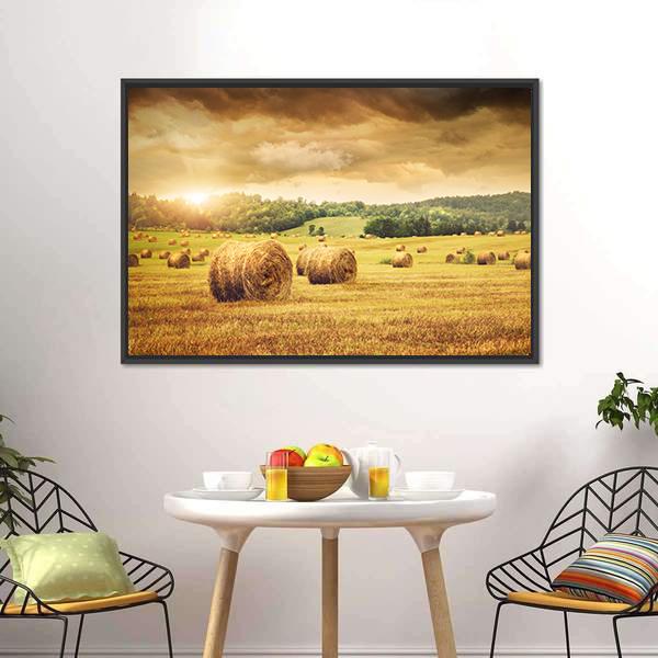 Cut Bales Of Hay Canvas Wall Art-3 Horizontal-Gallery Wrap-25" x 16"-Tiaracle