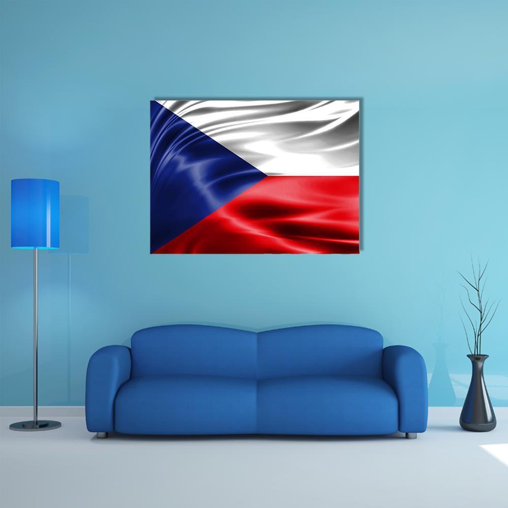 Czech Republic Flag Canvas Wall Art-1 Piece-Gallery Wrap-48" x 32"-Tiaracle
