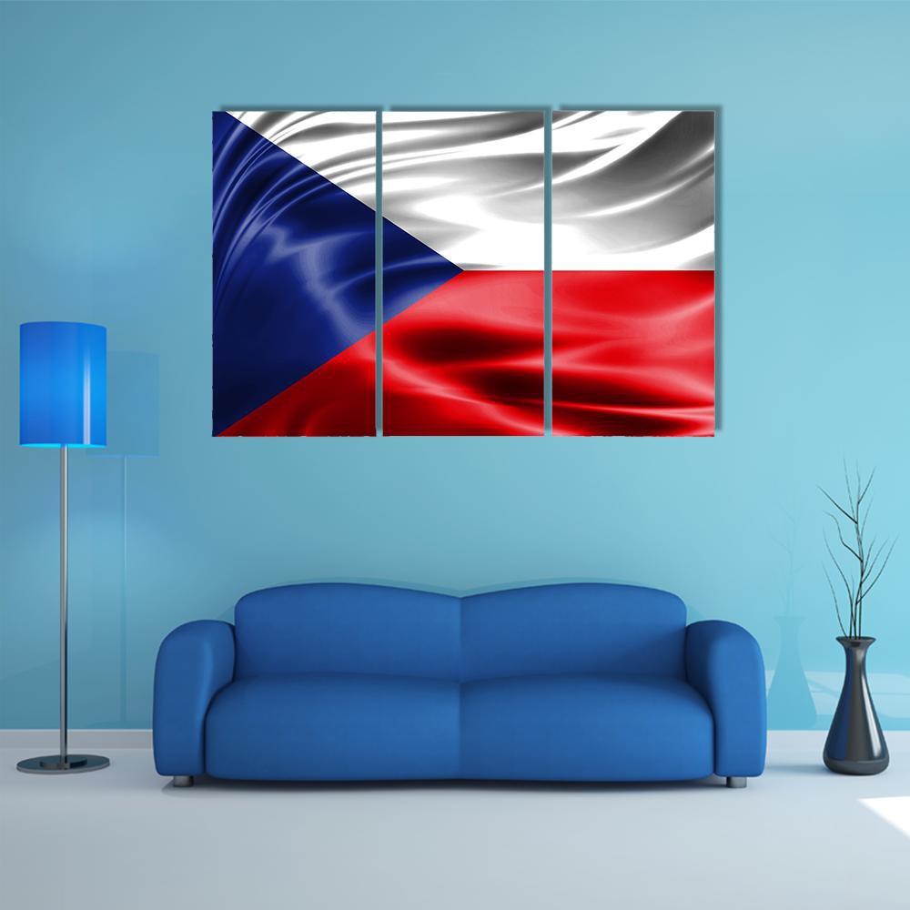 Czech Republic Flag Canvas Wall Art-3 Horizontal-Gallery Wrap-37" x 24"-Tiaracle