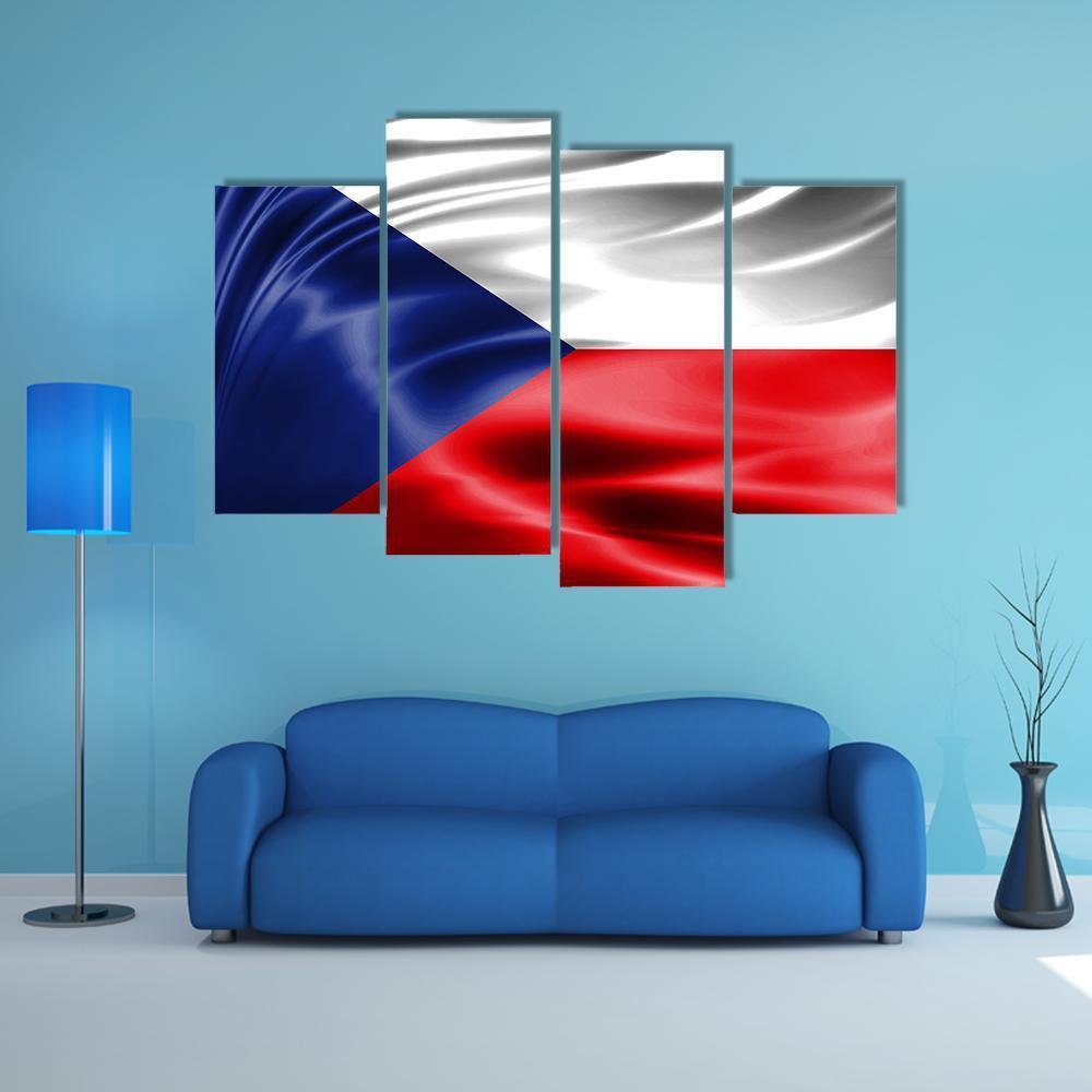 Czech Republic Flag Canvas Wall Art-4 Pop-Gallery Wrap-50" x 32"-Tiaracle