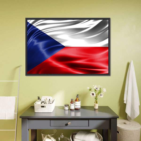 Czech Republic Flag Canvas Wall Art-1 Piece-Floating Frame-24" x 16"-Tiaracle