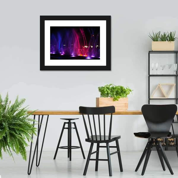 Dancing Fountains At Night Canvas Wall Art-3 Horizontal-Gallery Wrap-25" x 16"-Tiaracle