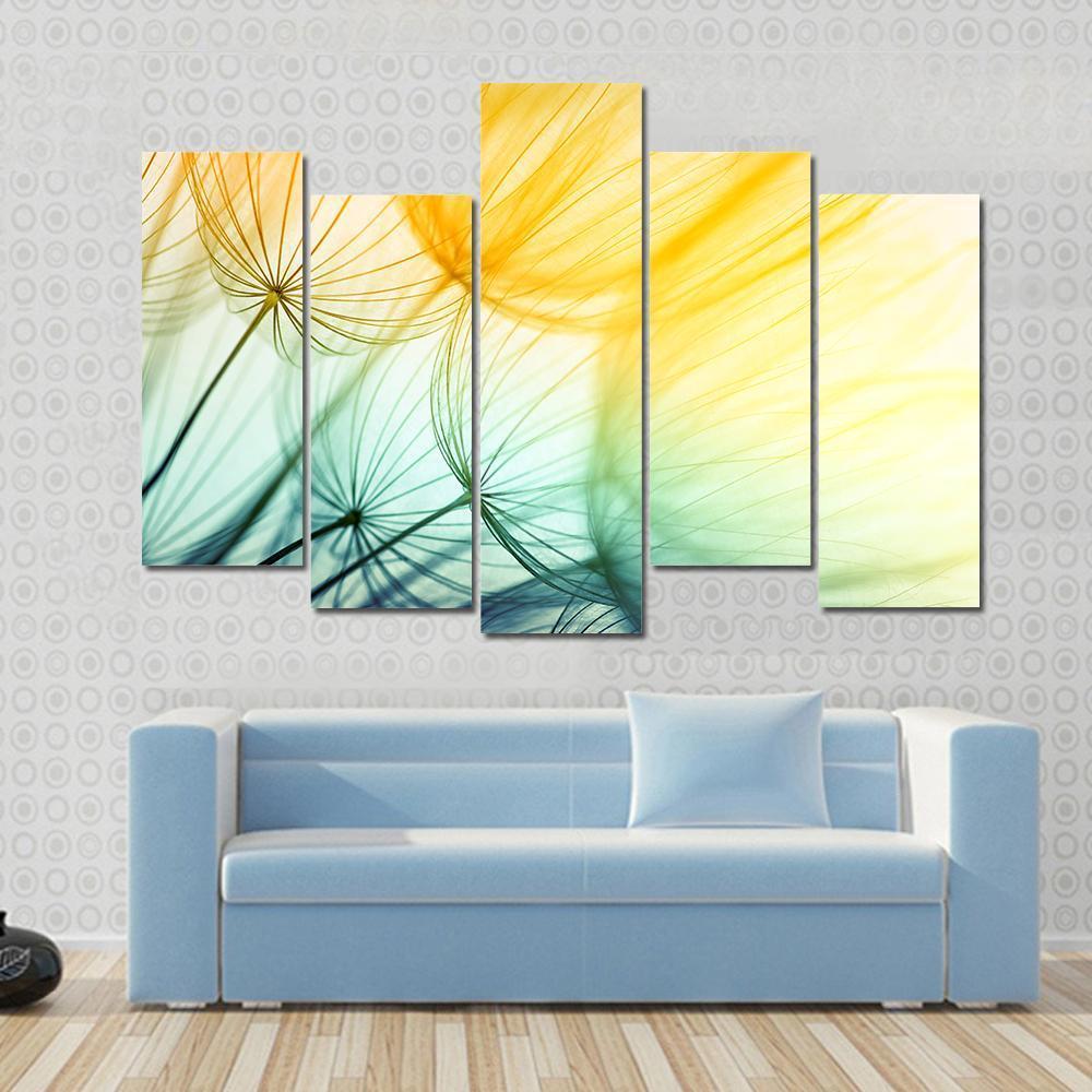 Dandelion Seed In Sunlight Canvas Wall Art-5 Pop-Gallery Wrap-47" x 32"-Tiaracle