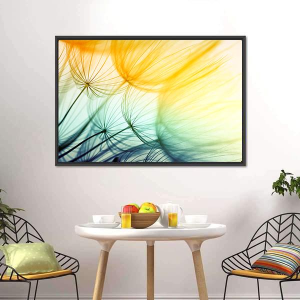 Dandelion Seed In Sunlight Canvas Wall Art-1 Piece-Floating Frame-24" x 16"-Tiaracle