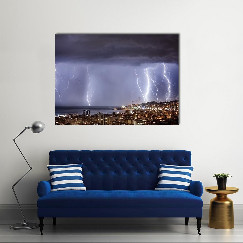 Dark Stormy Night Canvas Wall Art-1 Piece-Gallery Wrap-48" x 32"-Tiaracle