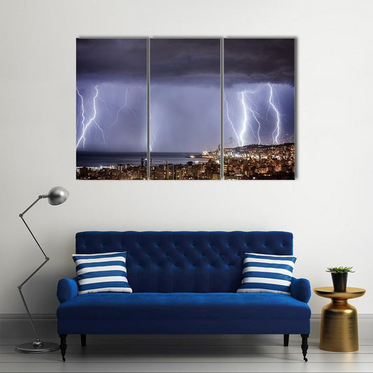 Dark Stormy Night Canvas Wall Art-3 Horizontal-Gallery Wrap-37" x 24"-Tiaracle