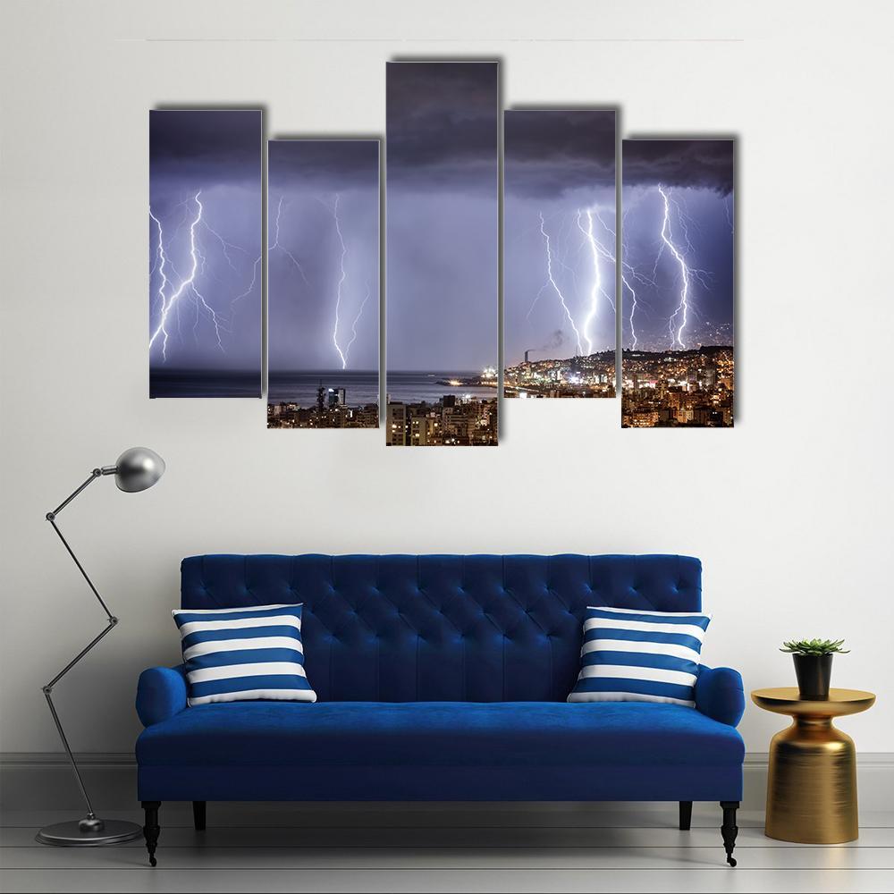 Dark Stormy Night Canvas Wall Art-5 Pop-Gallery Wrap-47" x 32"-Tiaracle