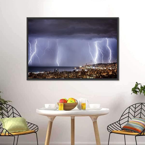 Dark Stormy Night Canvas Wall Art-1 Piece-Floating Frame-24" x 16"-Tiaracle