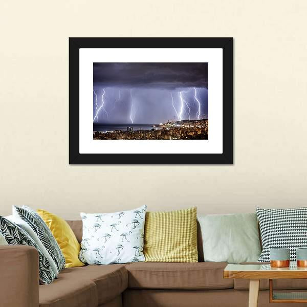 Dark Stormy Night Canvas Wall Art-1 Piece-Framed Print-20" x 16"-Tiaracle