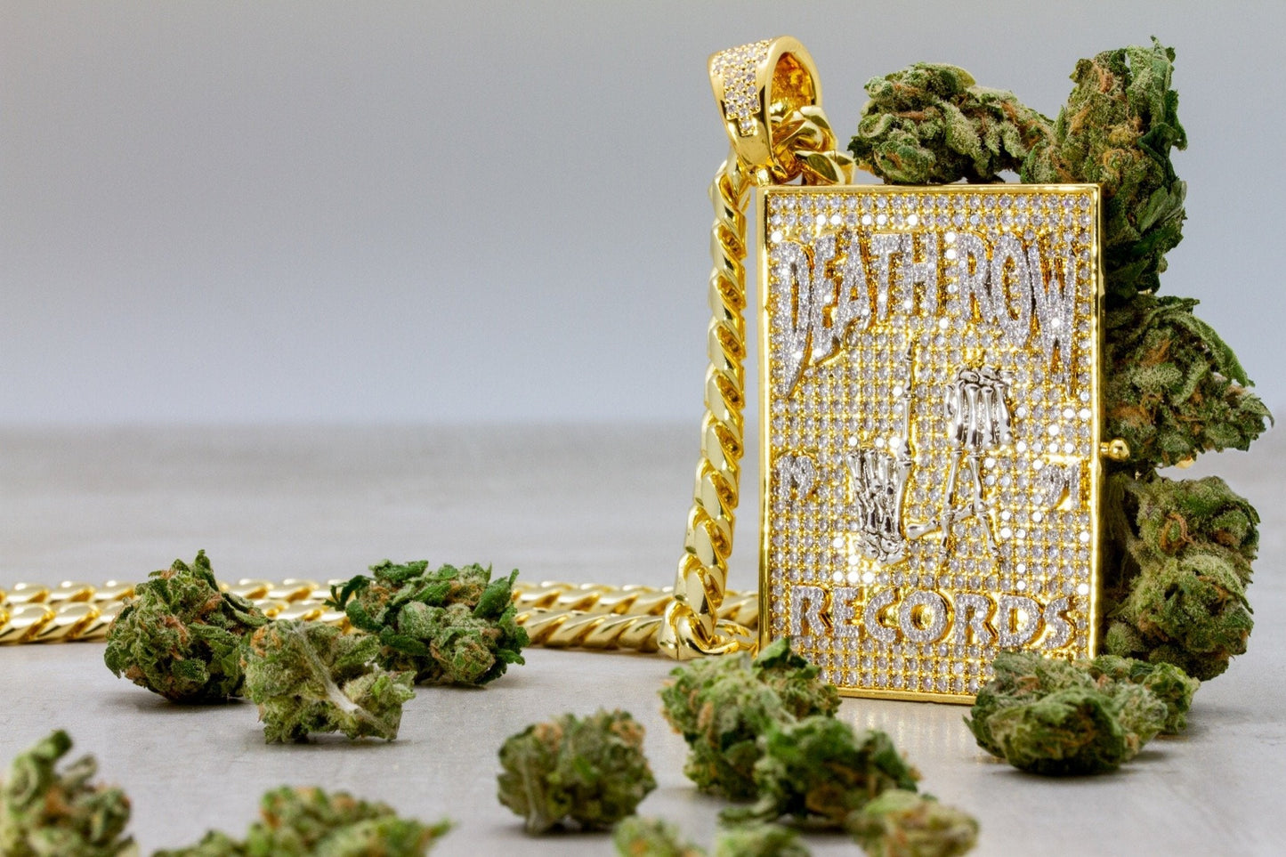 Death Row x King Ice - LA Skeleton Cannabis Bible Stash Necklace