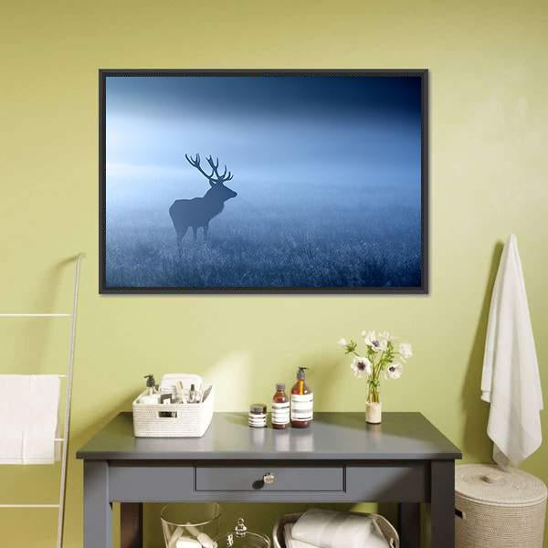 Deer In Fog Canvas Wall Art-3 Horizontal-Gallery Wrap-25" x 16"-Tiaracle