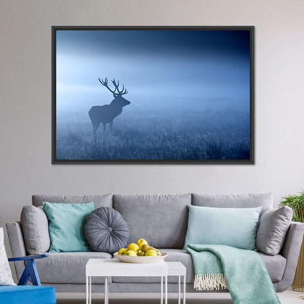 Deer In Fog Canvas Wall Art-3 Horizontal-Gallery Wrap-25" x 16"-Tiaracle