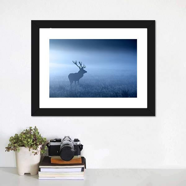 Deer In Fog Canvas Wall Art-3 Horizontal-Gallery Wrap-25" x 16"-Tiaracle