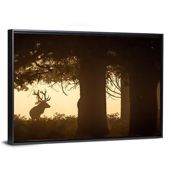 Deer Stag Silhouette Canvas Wall Art-3 Horizontal-Gallery Wrap-25" x 16"-Tiaracle