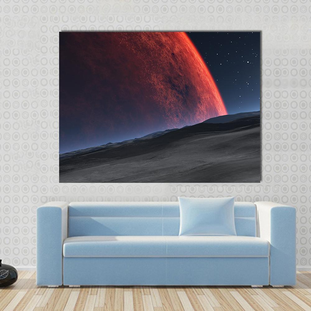 Deimos With Red Planet Canvas Wall Art-1 Piece-Gallery Wrap-48" x 32"-Tiaracle