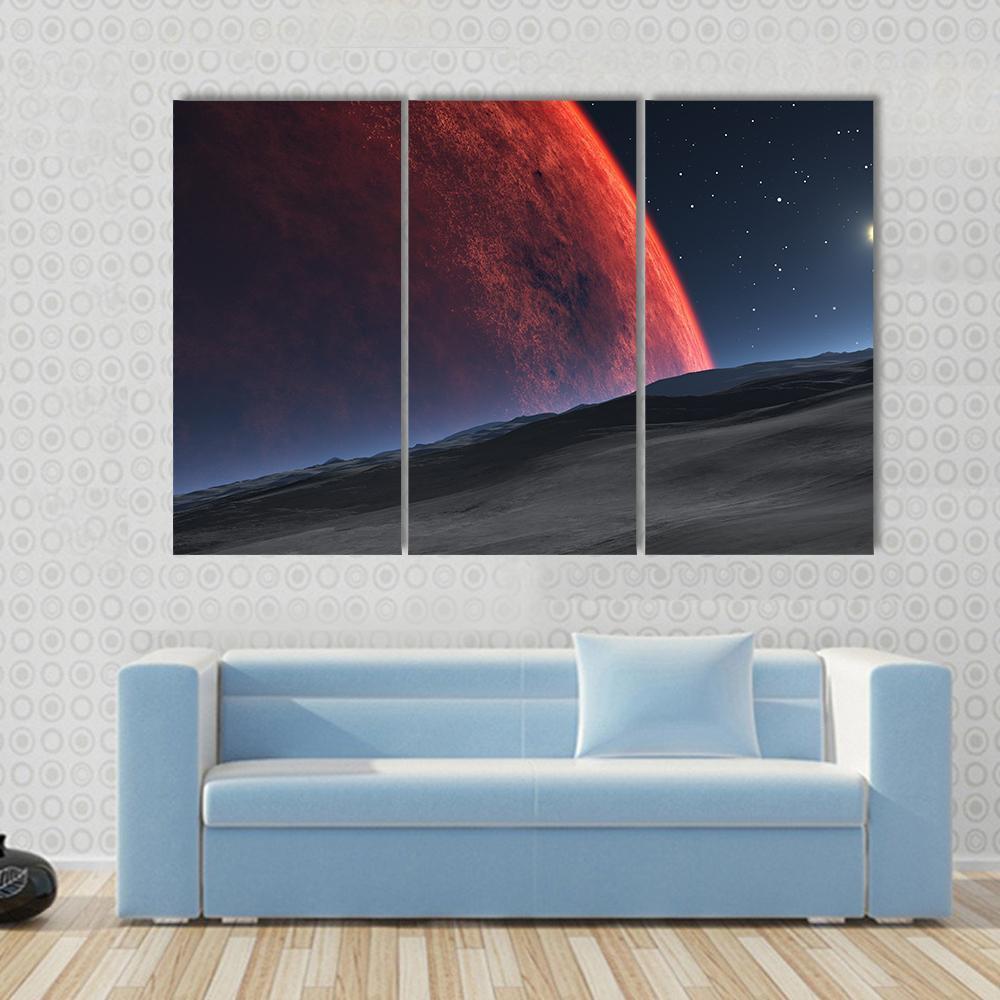 Deimos With Red Planet Canvas Wall Art-3 Horizontal-Gallery Wrap-37" x 24"-Tiaracle