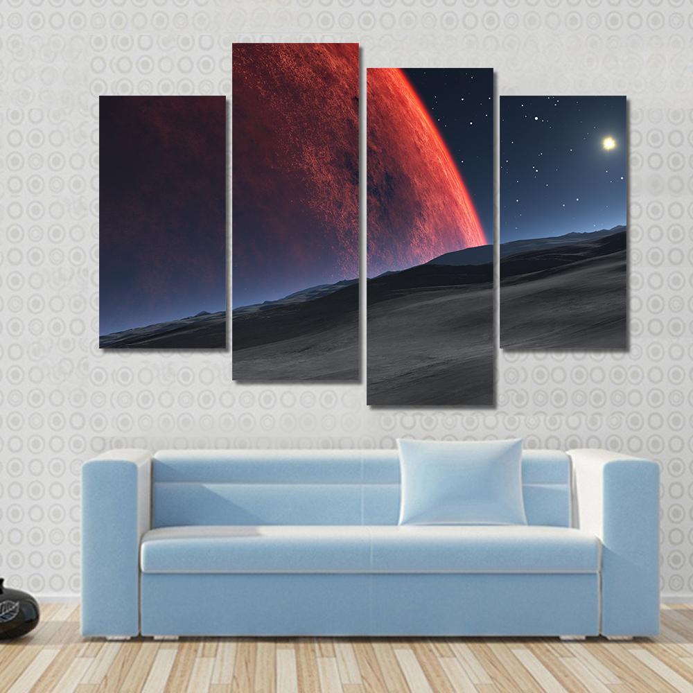 Deimos With Red Planet Canvas Wall Art-4 Pop-Gallery Wrap-50" x 32"-Tiaracle