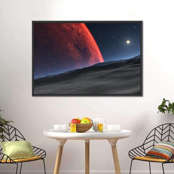 Deimos With Red Planet Canvas Wall Art-1 Piece-Floating Frame-24" x 16"-Tiaracle