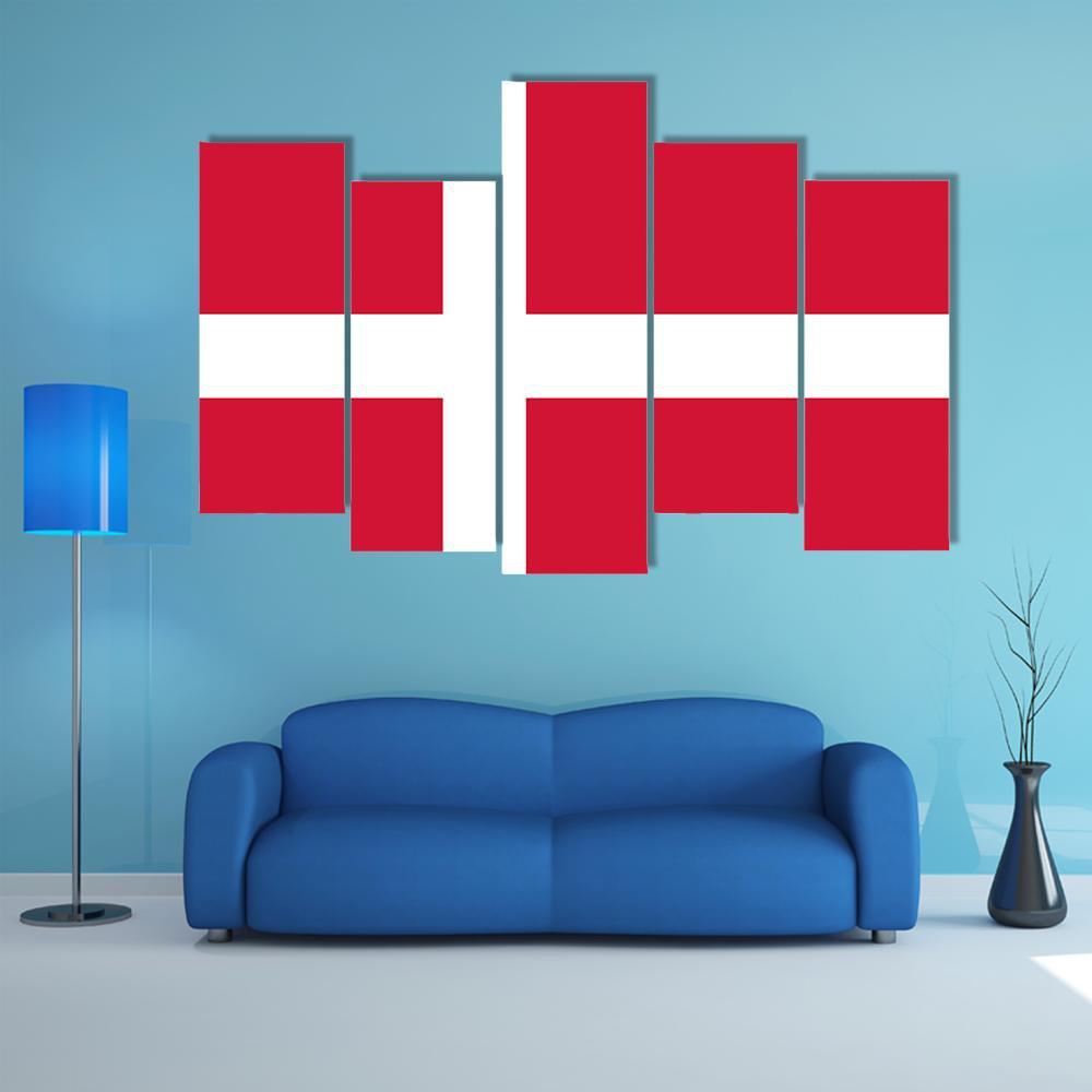 Denmark Flag Canvas Wall Art-5 Pop-Gallery Wrap-47" x 32"-Tiaracle
