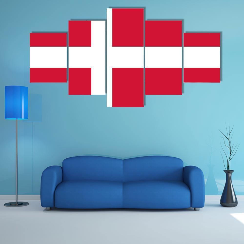Denmark Flag Canvas Wall Art-5 Star-Gallery Wrap-62" x 32"-Tiaracle
