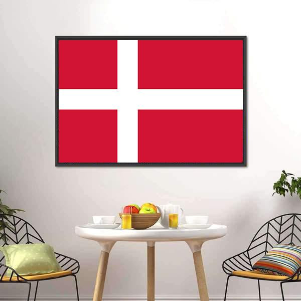 Denmark Flag Canvas Wall Art-1 Piece-Floating Frame-24" x 16"-Tiaracle