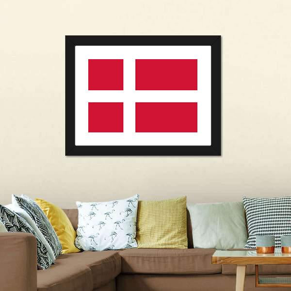 Denmark Flag Canvas Wall Art-1 Piece-Framed Print-20" x 16"-Tiaracle