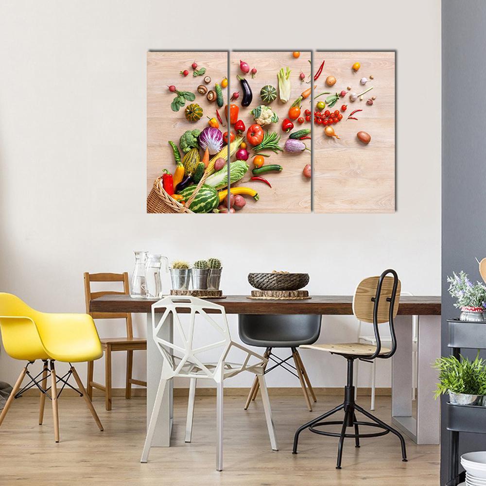 Different Fruits & Vegetables Canvas Wall Art-3 Horizontal-Gallery Wrap-37" x 24"-Tiaracle