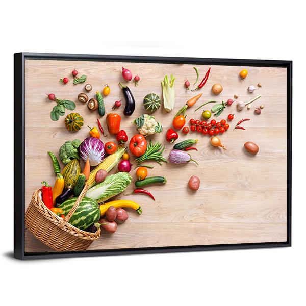 Different Fruits & Vegetables Canvas Wall Art-3 Horizontal-Gallery Wrap-25" x 16"-Tiaracle