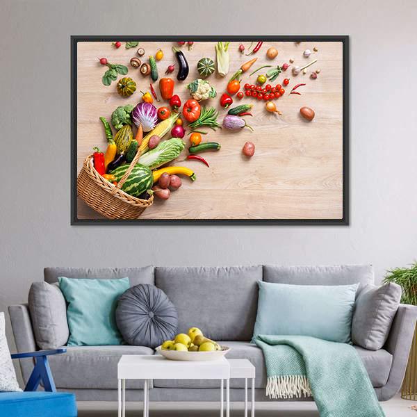 Different Fruits & Vegetables Canvas Wall Art-3 Horizontal-Gallery Wrap-25" x 16"-Tiaracle