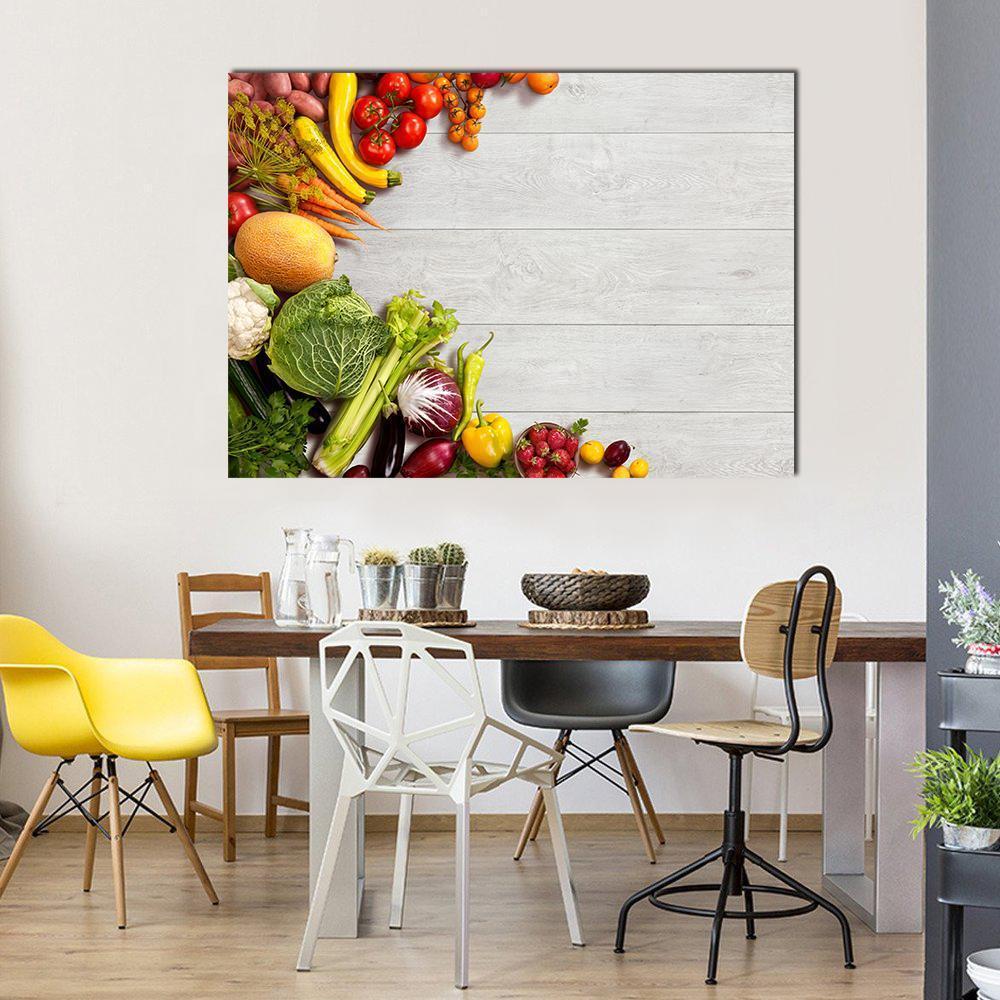 Different Vegetables And Fruits Canvas Wall Art-1 Piece-Gallery Wrap-48" x 32"-Tiaracle