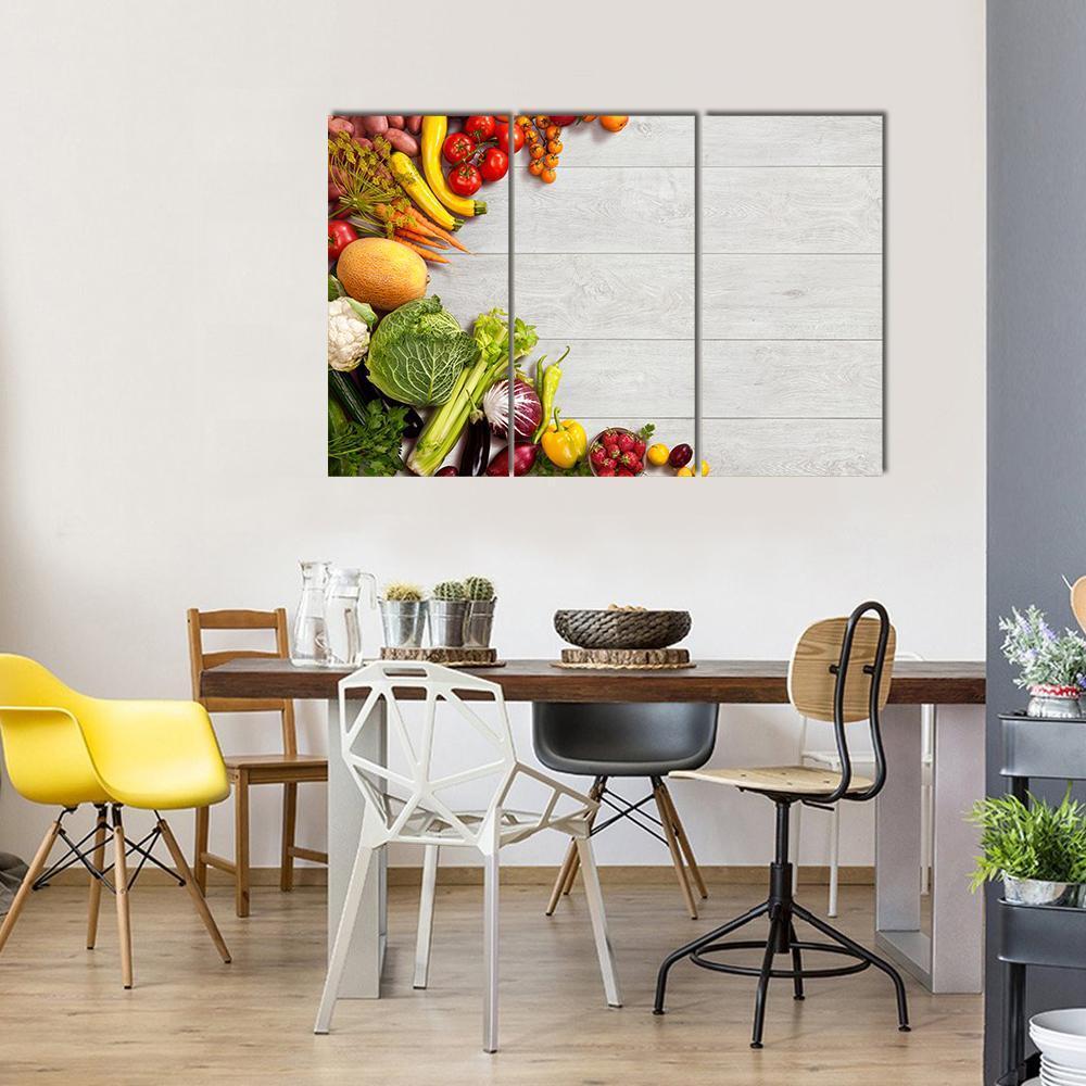 Different Vegetables And Fruits Canvas Wall Art-3 Horizontal-Gallery Wrap-37" x 24"-Tiaracle