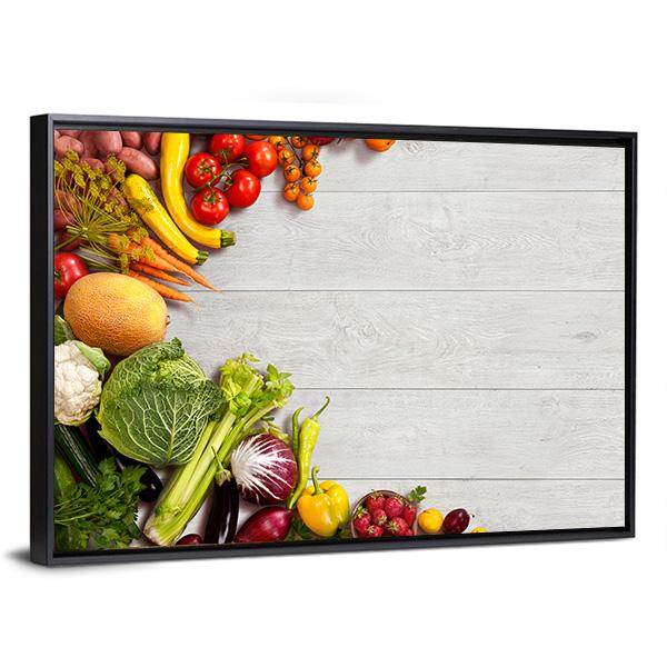 Different Vegetables And Fruits Canvas Wall Art-3 Horizontal-Gallery Wrap-25" x 16"-Tiaracle