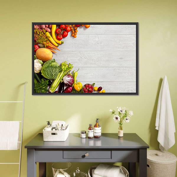 Different Vegetables And Fruits Canvas Wall Art-3 Horizontal-Gallery Wrap-25" x 16"-Tiaracle