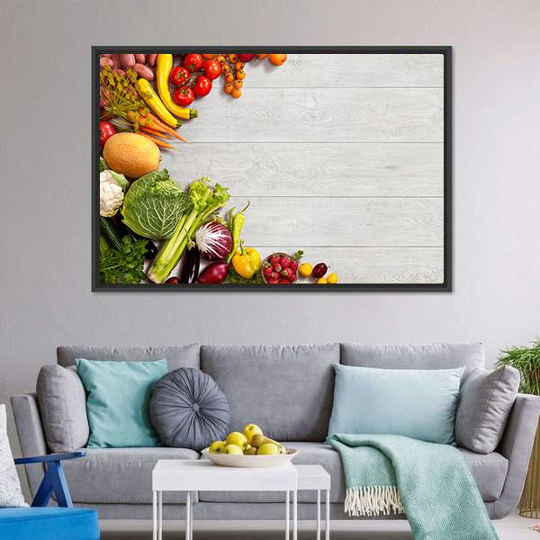 Different Vegetables And Fruits Canvas Wall Art-3 Horizontal-Gallery Wrap-25" x 16"-Tiaracle