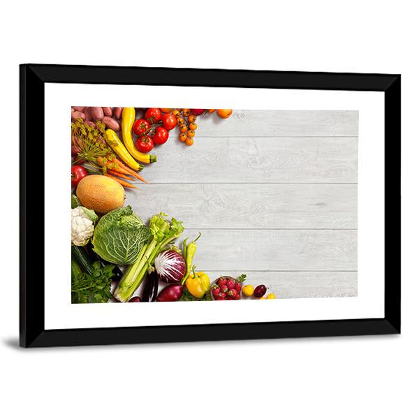 Different Vegetables And Fruits Canvas Wall Art-3 Horizontal-Gallery Wrap-25" x 16"-Tiaracle