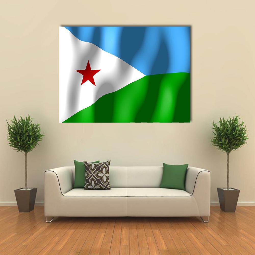 Djibouti Flag Canvas Wall Art-1 Piece-Gallery Wrap-48" x 32"-Tiaracle