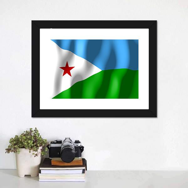 Djibouti Flag Canvas Wall Art-3 Horizontal-Gallery Wrap-25" x 16"-Tiaracle