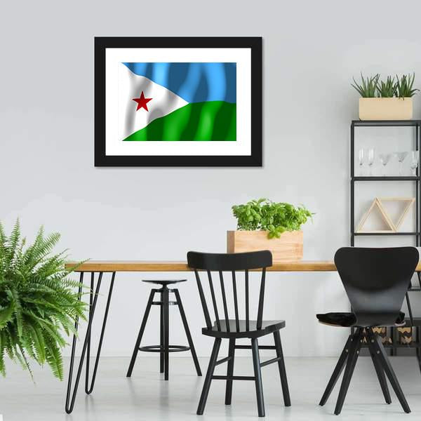 Djibouti Flag Canvas Wall Art-3 Horizontal-Gallery Wrap-25" x 16"-Tiaracle