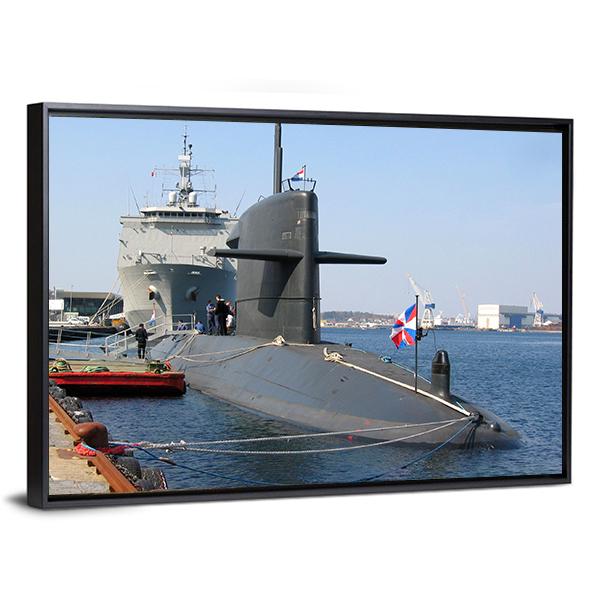 Docked Submarine Canvas Wall Art-3 Horizontal-Gallery Wrap-25" x 16"-Tiaracle