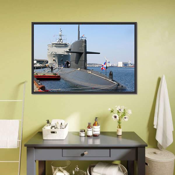 Docked Submarine Canvas Wall Art-3 Horizontal-Gallery Wrap-25" x 16"-Tiaracle